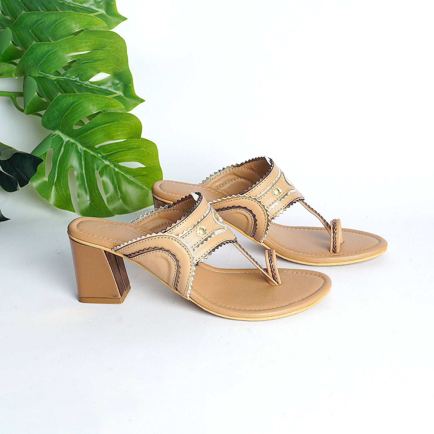 Nude leather block discount heels