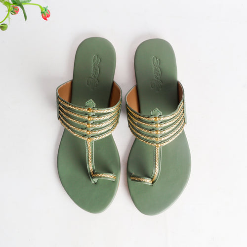 Olive Green Braided Flats