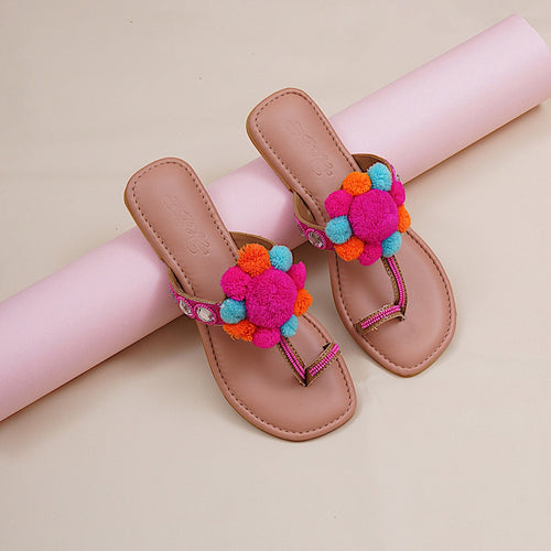 Pink Pom Pom Flats