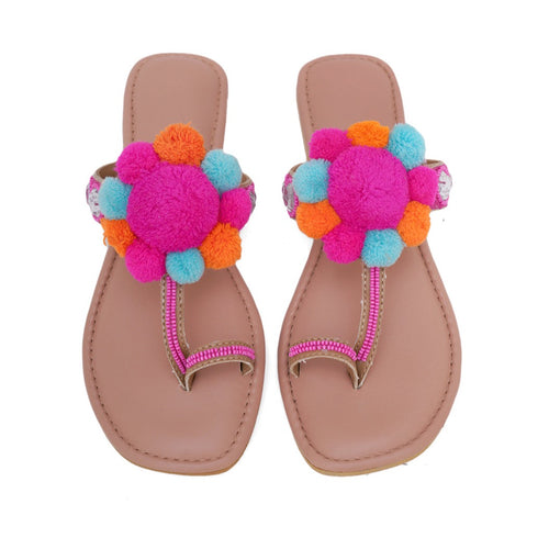 Pink Pom Pom Flats
