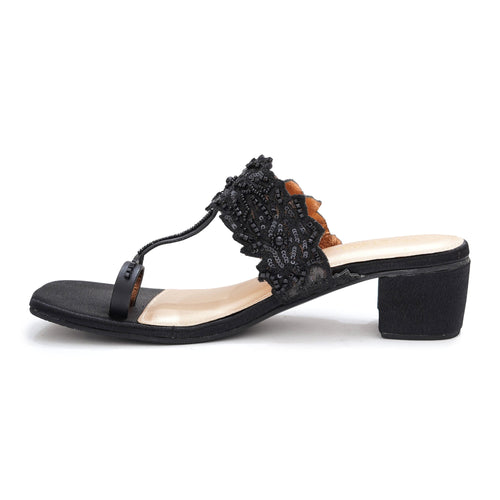 Midnight black lace Chantilly Heels