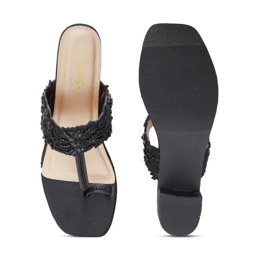 Midnight black lace Chantilly Heels