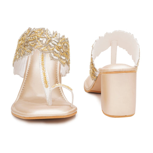 Golden Chantilly lace Heels