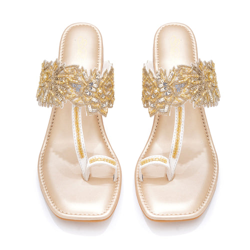 Golden Chantilly lace Heels