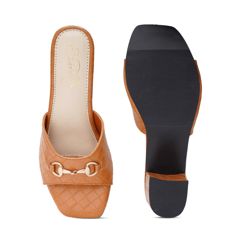 Tan Bottega Block Heels