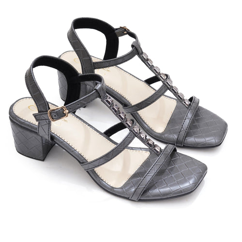 Elegant Grey Block Heel