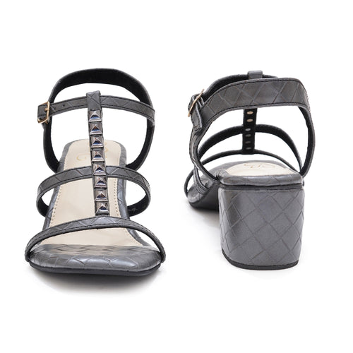 Elegant Grey Block Heel