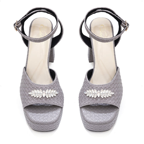 Grey Textured Block Heel