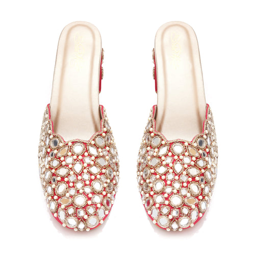 Red Mirror Block Heel Mules