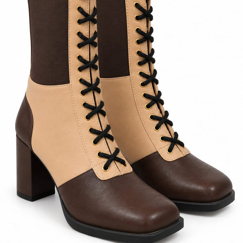 Beige elastic boot