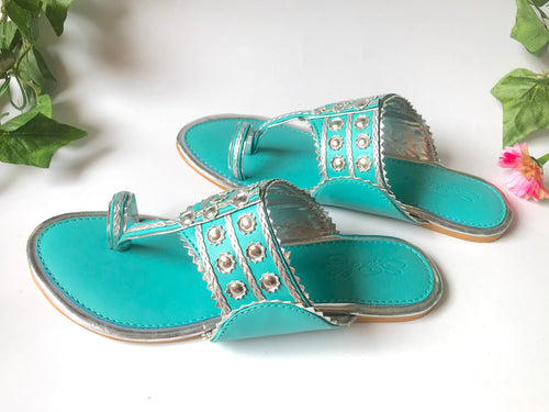 Turquoise Silver filigree Flats