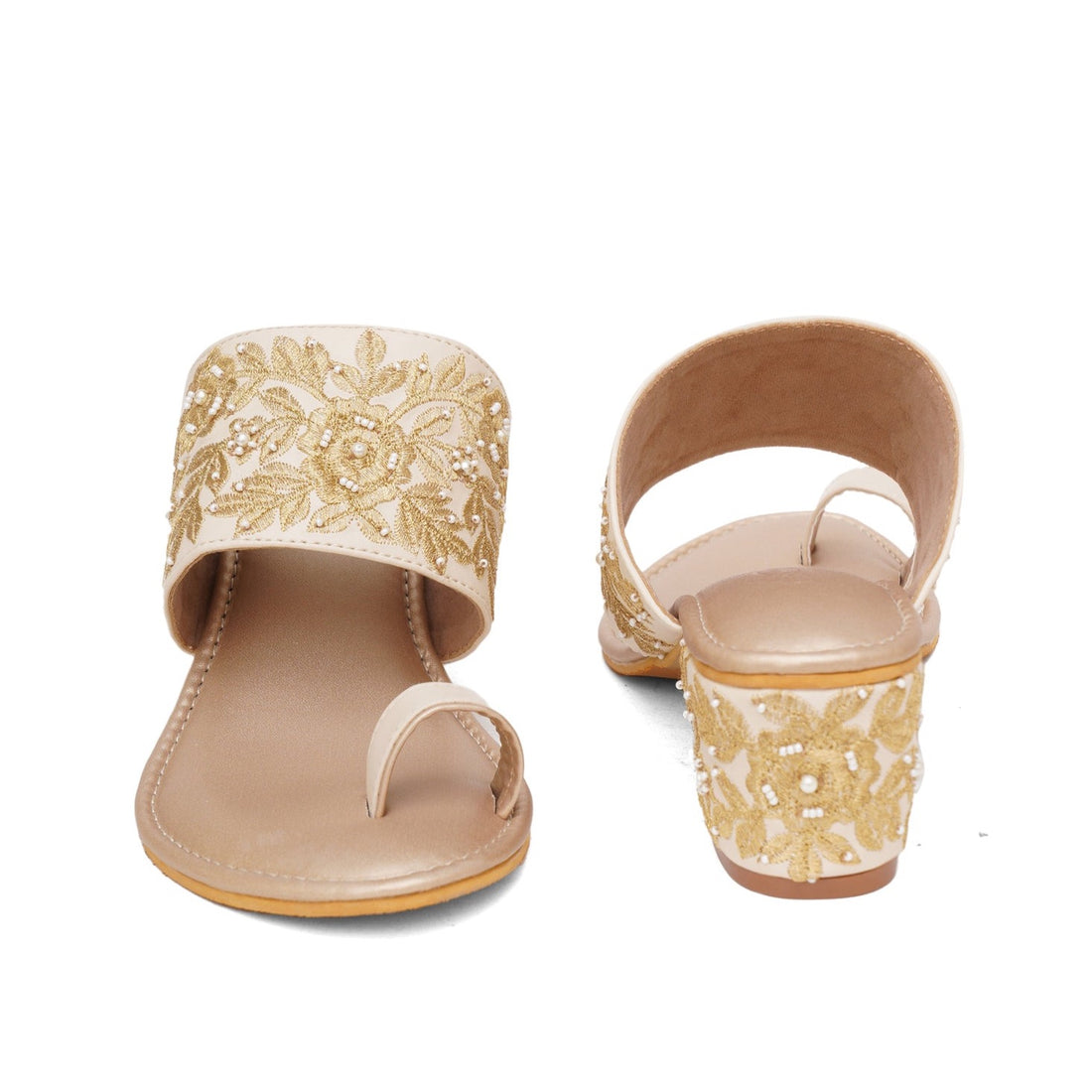 Baroque Nude Block Heels thumbnail 3
