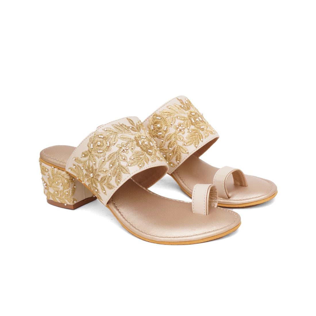 Baroque Nude Block Heels image 1