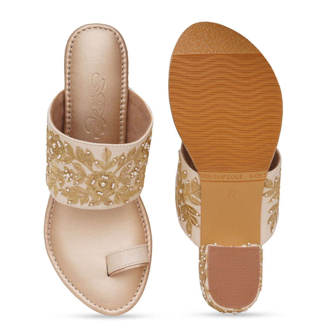 Baroque Nude Block Heels thumbnail 4