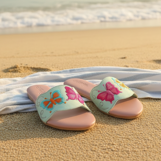 Sea Green Butterfly Swirls Flats