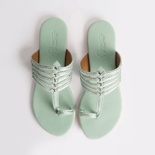 Sea Green Braided Flats