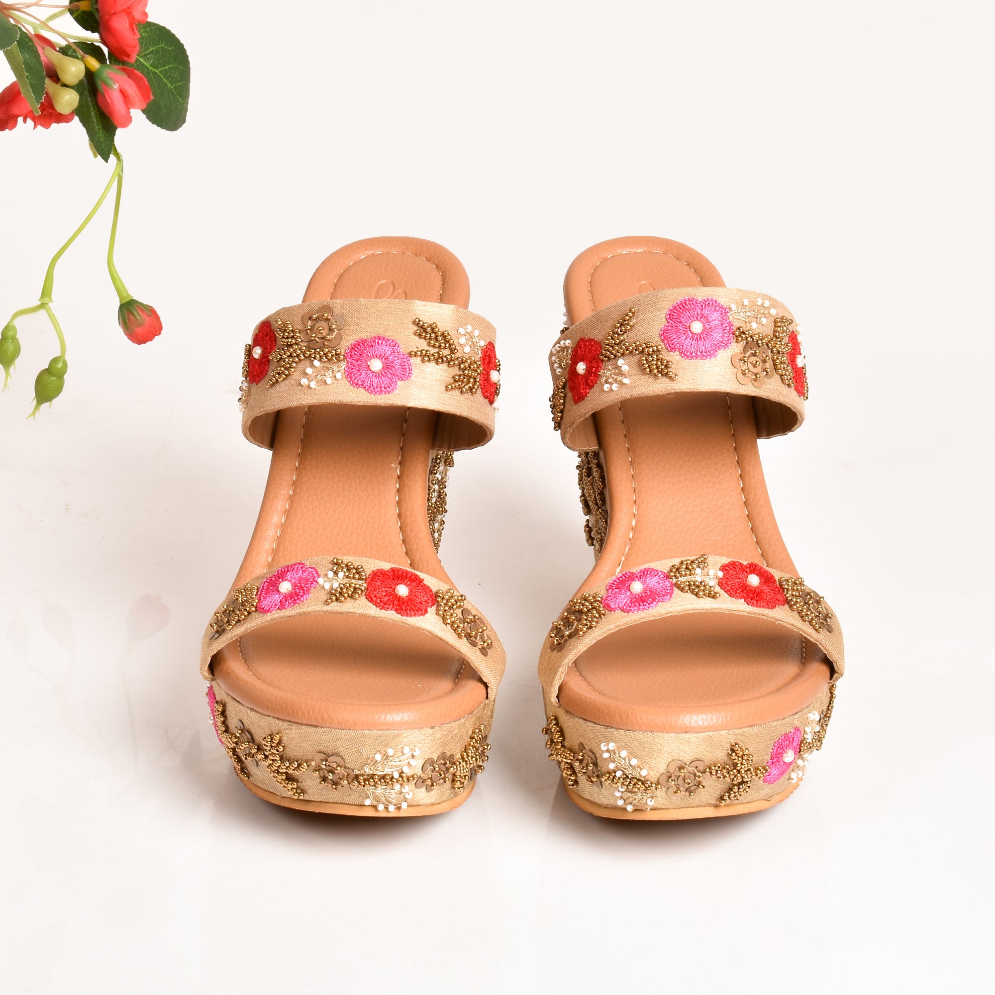 Floral Print Bow Decor Ankle Strap Wedge Sandals | SHEIN IN