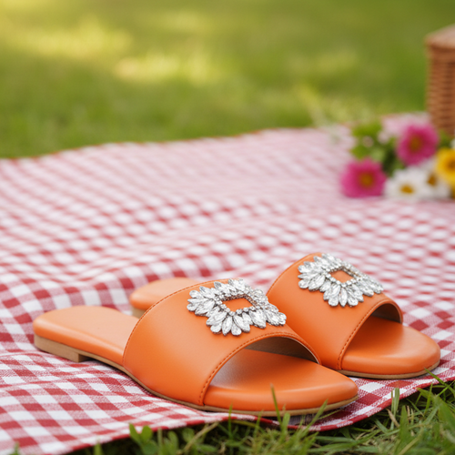 Vivien Orange Brooch Flats