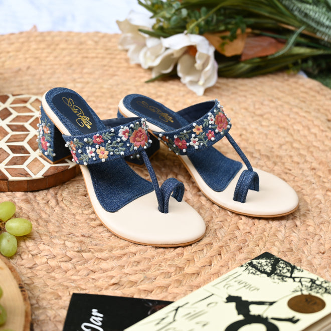 Denim flowers Heel