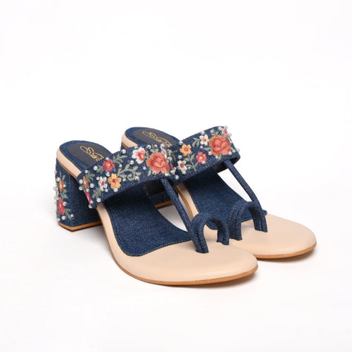 Denim flowers Heel