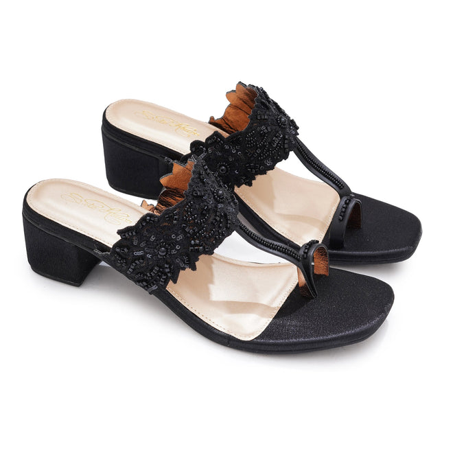 Midnight black lace Chantilly Heels