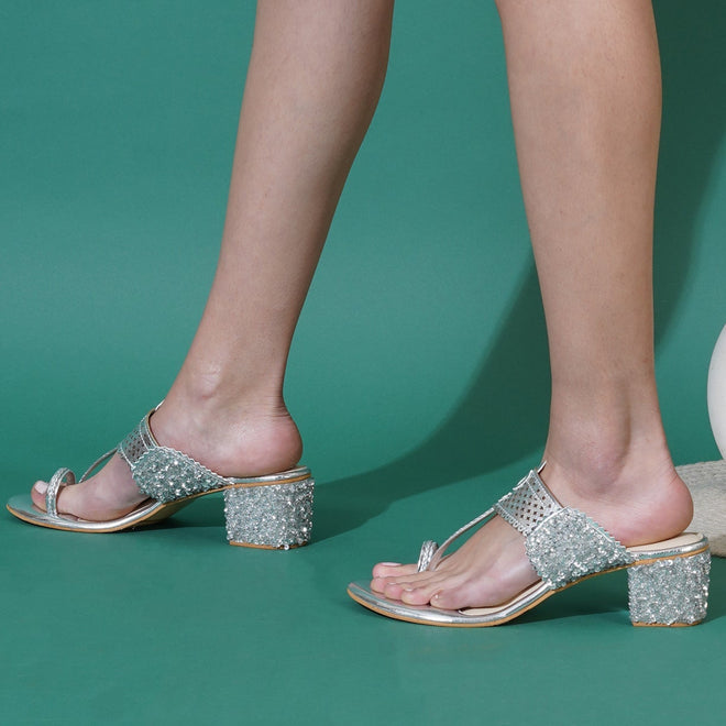 Silver Tikki Heels