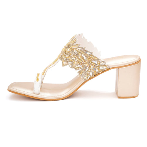 Golden Chantilly lace Heels