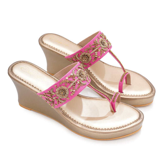 Pink Dabka Wedge