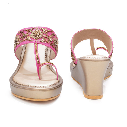 Pink Dabka Wedge