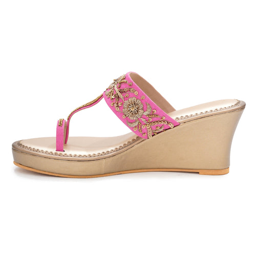 Pink Dabka Wedge
