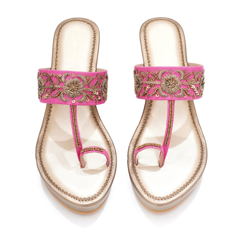 Pink Dabka Wedge