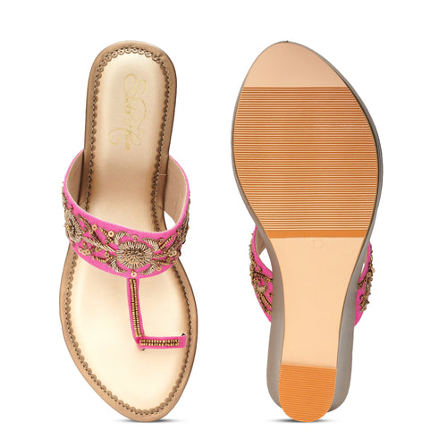 Pink Dabka Wedge