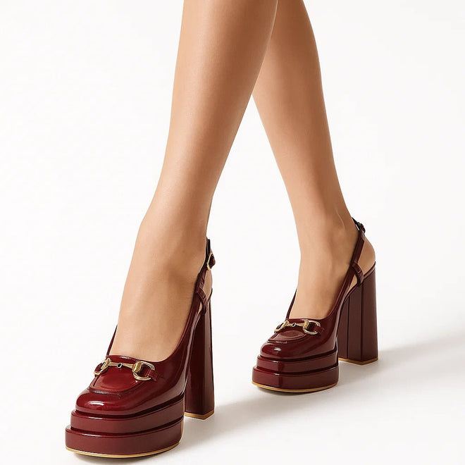 Noir In Burgundy Heels