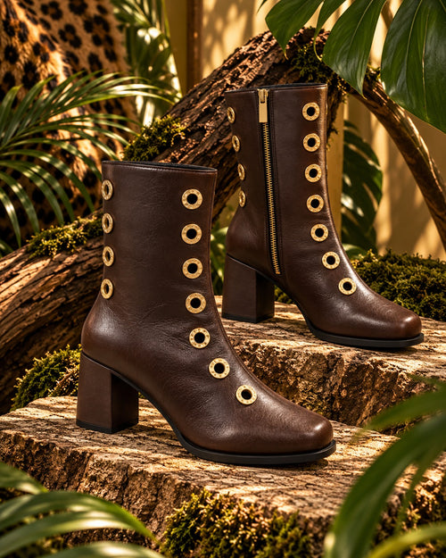 Brown riveet boot
