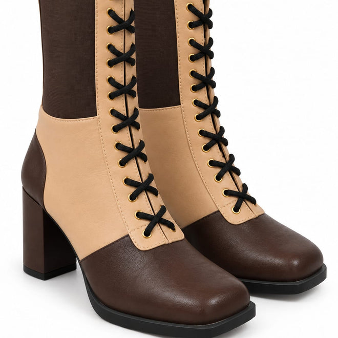 Beige elastic boot