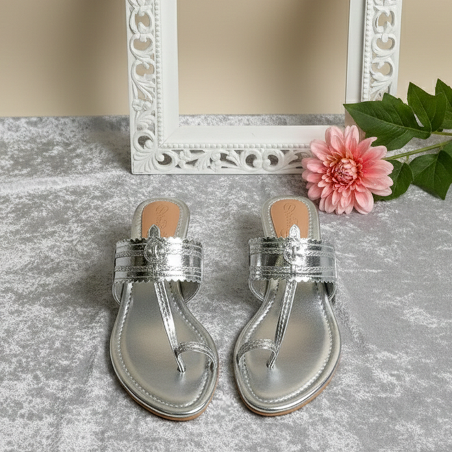 Silver Kolapuri Block Heels
