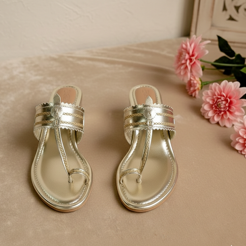 Gold Kolapuri Block Heels