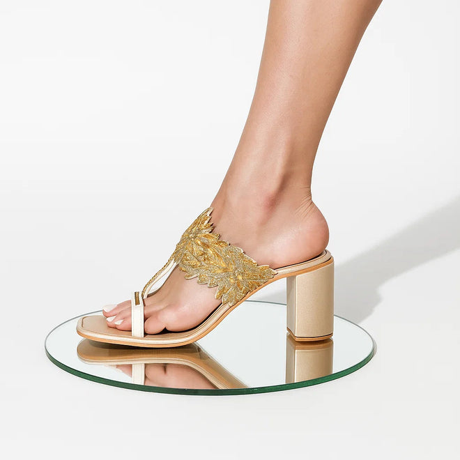 Golden Chantilly lace Heels